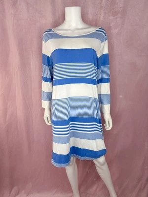 Vestido para mujer Lilly Pulitzer Marlowe blanco azul a rayas 100 % algodón XL Preppy Foto 1 de 4