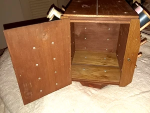 Antique Oak Treen Revolving Sewing Storage Cabinet◇Threads, Spools Holder Caddy - Picture 1 of 12
