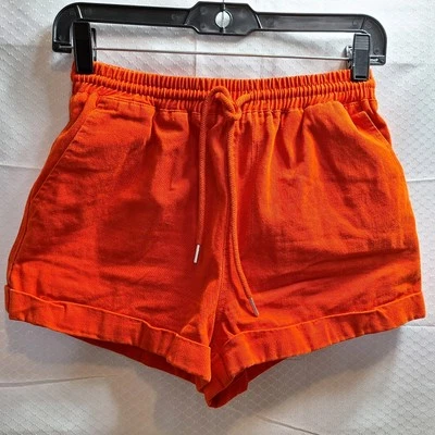 Pantalones Cortos Jogger FOREVER 21 Cintura Elástica Talla S Naranja Rojo Cordón Dobladillo con Puños Foto 1 de 4
