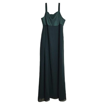 Maxi Vestido de Noche Papell Boutique Verde Bosque Satinado Gasa Talla 18W Foto 1 de 4