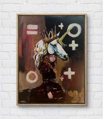 Arte Faris: Princesa Unicornio: 16x20: Neo Expresionismo Obra de Arte Original sobre Lienzo Foto 1 de 4
