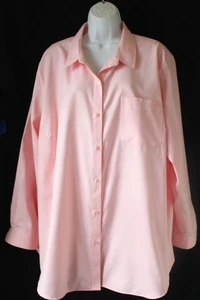Blusa Top Coldwater Creek 3X Sin Hierro Algodón Rosa Claro Botón - Imagen 1 de 4