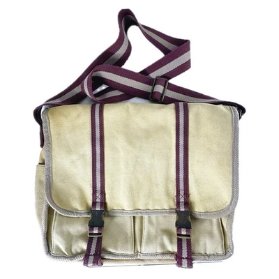 Bolso Mensajero Bandolera Vintage Gap Clothing Lona Tostada y Cuero Marrón 18" Foto 1 de 4