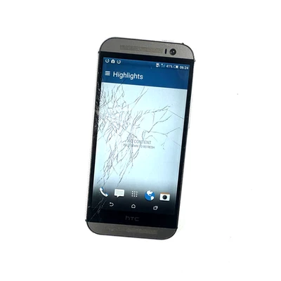 HTC One M8 16GB Gunmetal Gray Unlocked Smashed Screen Works Perfectly 735 - Image 1 of 4