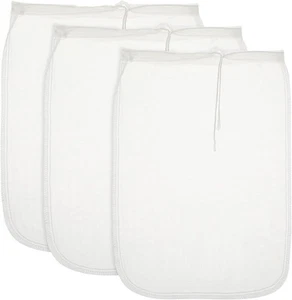 3 Pcs Nut Milk Bag Reusable Nylon Cheese Cloths Fine Mesh Food Strainer White  - Picture 1 of 9