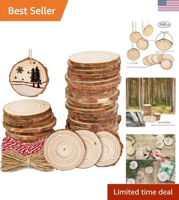 50 rebanadas de madera natural sin terminar con agujeros - Ideal para hágalo usted mismo y decoraciones Foto 1 de 4