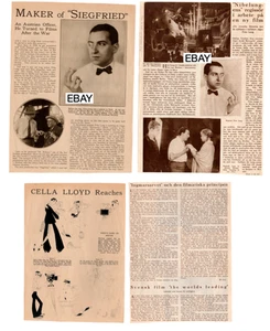 FRITZ LANG ORIGINAL SILENT MOVIE CLIPPINGS 1926 SIEGFRIED METROPOLIS SCI-FI - Picture 1 of 1
