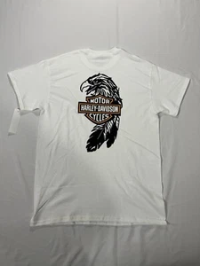 Harley Davidson Motorcycles Eagle T-Shirt, Double Sided Logo (Adult Size Large) - Picture 1 of 7