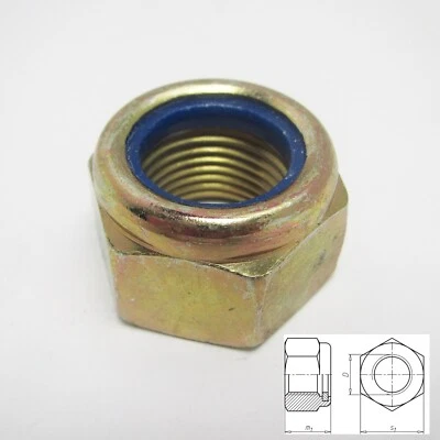 Feingewinde oder Regelgewinde, Stopmutter gelb verzinkt, DIN 982, DIN 985, 980 V - Bild 1 von 3