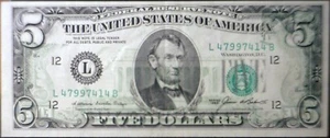 1985 ERROR Off Set Back to Front $5 CH AU Federal Reserve Note Currency  NR - Picture 1 of 6
