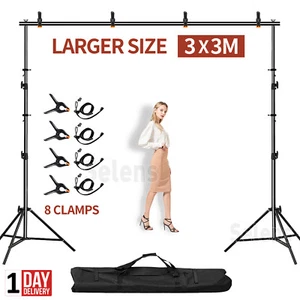 3× 3M Heavy Duty Photo Backdrop Stand Kit Large Photography Background Studio - Picture 1 of 11