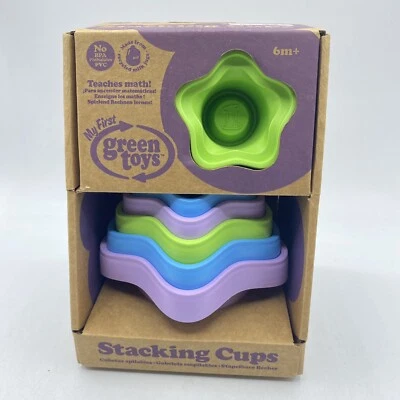 My First Green Toys Stacking Cups Pastel 100% Recycled Plastic 6 Plus Months - Image 1 of 4
