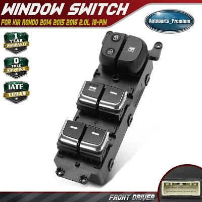 前驱动侧电源窗开关适用于起亚隆多 2014 2015 2016 2.0L 18 刀片 — 第 1/4 张图片