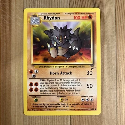 Rhydon 59/130 Uncommon Base Set 2 Pokemon 2000 Vintage WOTC LP - Image 1 of 2