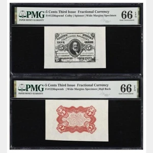 5 Cent Spencer Clark Third Issue Fractional Currency PMG 66 EPQ FR 1236 Specimen - Picture 1 of 5