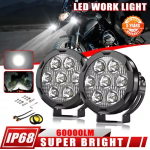 Pair LED Spot Light Motorcycle Headlight Spotlight Fog Lamp Driving Yellow White - Picture 1 of 20