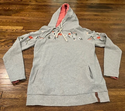 Ampersand Avenue Sweatshirt Women L Gray Floral Embroidered Pullover Hoodie - Image 1 of 4
