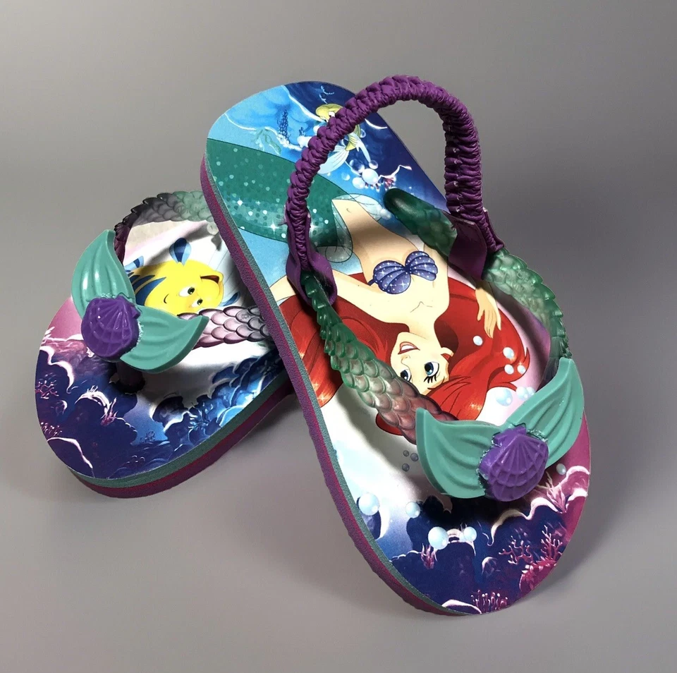 NEW Disney Little Mermaid Toddler Girls' Sling-Back Flip-Flop Sandals Size 5/6 - Image 1 of 4