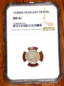 1548 KB HUNGARY DENAR NGC MS61 Hungarian Medieval UNCIRCULATED CERTIFIED COIN - Picture 1 of 4