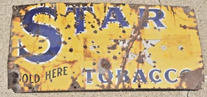 Insegna Pubblicitaria Vintage Star Tabacco Porcellana Sigaro - Foto 1 di 4