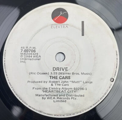 The Cars Drive / Strangers Eyes Vinyl Record 7” 45 RPM 7-69706 Elektra 1984 - Image 1 of 4