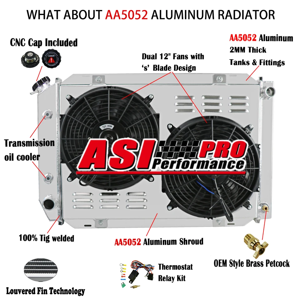 Relé de ventilador de cubierta de radiador de 4 filas para Ford Mustang Lincoln Murcury CC138 1975-93 Foto 1 de 4