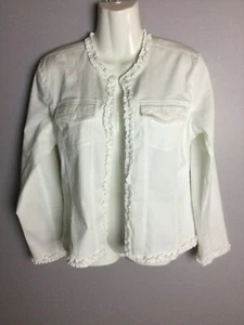 CHICO’S MANGA LARGA FRENTE ABIERTO ESTILO CÁRDIGAN BLUSA/CHAQUETA BLANCA XS TALLA 0 - Imagen 1 de 7