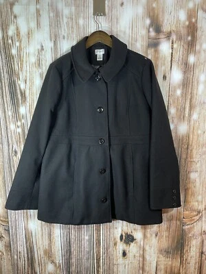 Motherhood Maternity Large Lined 5 Button Up Black Coat - Image 1 of 4