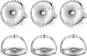 DELECOE Plata de Ley 925 Tornillo Seguro en la Parte Trasera de Pendiente Repuesto para Diamante - Imagen 1 de 6