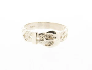 925 Sterling Silver Detailed Belt Buckle Ring Hand Finished Made in England - Picture 1 of 3