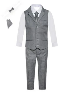 Magen Kids Boys formal vest set in Light Gray Set of 6pcs size 1-14 4 buttons - Picture 1 of 2