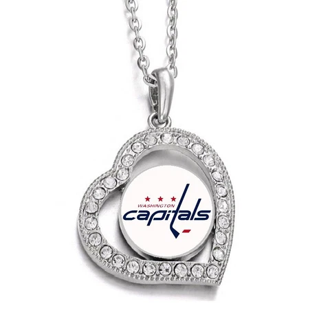 Washington Capitals Womens Sterling Silver Chain Link Necklace With Pendant D19 Cover