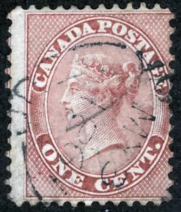 Canada Sc 14 Rose 1¢ CDS luce usata annullamento - Foto 1 di 1