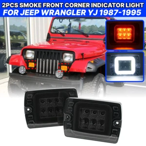 Smoke LED Front Corner Turn Signal DRL Parking Light For Jeep Wrangler YJ 87-95 - Picture 1 of 7