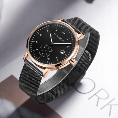 MINI FOCUS Reloj Hombre con SubEsfera Moda Malla Negocios Hombre Cuarzo Reloj Foto 1 de 4