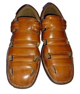 Stacy Adams Men's Cognac Brown Bridgeport Fisherman Sandals~Size 12M Closed Toe - Picture 1 of 10
