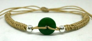 Bracelet " Amulet Good Luck " Stone Of Jade IN Thread Beige (20) - Picture 1 of 5