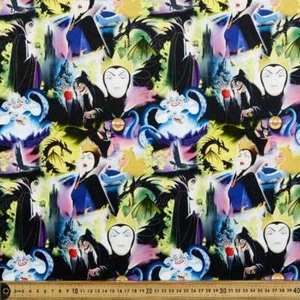 Dark Disney Villains 2 Cotton Fabric Multicoloured 112 cm wide. D329-01-fabric - Picture 1 of 1