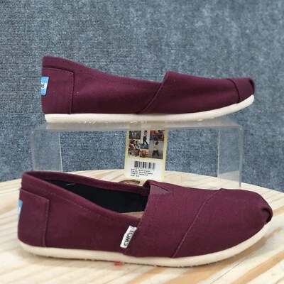 TOMS Shoes Womens 6.5 Slip On Sneakers Maroon Canvas Low Top Casual Comfort - Image 1 of 4
