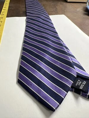 漂亮紫色 Nautica 领带条纹 100% 真丝 Xl 60 英寸 x 3.5 英寸领带 — 第 1/4 张图片