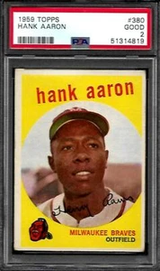 1959 Topps #380 Hank Aaron Braves FANTASTIC LOOKING GD PSA 2 - Picture 1 of 4