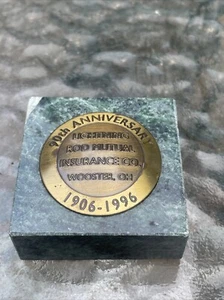 Lightning Rod Mutual Insurance Co. 90th Anniv Wooster OH Paperweight Marble 2” - Picture 1 of 8