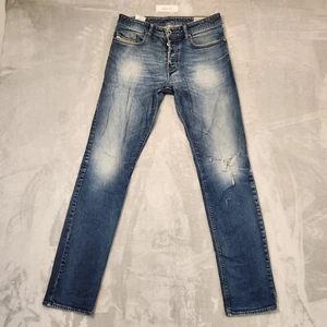 DIESEL MENS JEANS SIZE 31 BUSTER STRAIGHT SLIM STRETCH DISTRESSED BLUE DENIM - Picture 1 of 14