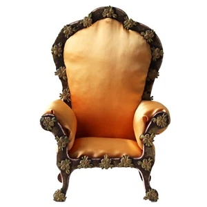 Miniature chair luxury 1:6 scale dollhouse furniture 3D golden flowers armchair - Picture 1 of 9