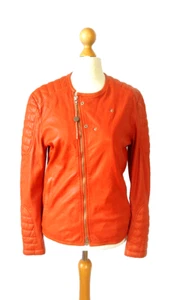 PATRIZIA PEPE Lamb Leather Biker Moto Style Jacket Orange IT 48 L NEW $450 - Picture 1 of 12
