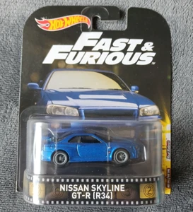 1/64 HOT WHEELS, FAST @ FURIOUS,NISSAN SKYLINE GT-R R34,RETRO ENTERTAINMENT ,R/R - Imagen 1 de 7