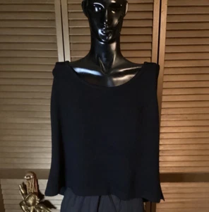 ST JOHN KNIT Black Sleeveless Santana Knit Cropped Pullover Shell L - Picture 1 of 2
