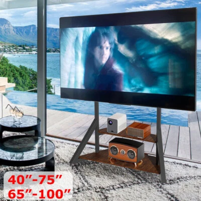 Extra Large Solid TV Floor Stand Mount Shelves Universal Flat Panels 40-100 Inch - image 1 of 4