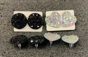 2 pairs of large bright 20 mm sparkle/bling/ glitter flat acrylic earrings - Picture 1 of 4