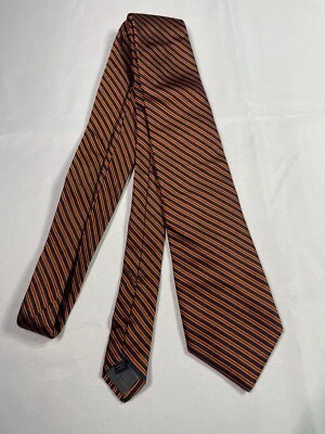 Corbata de seda Hickey Freeman rayas azules anaranjadas Foto 1 de 4